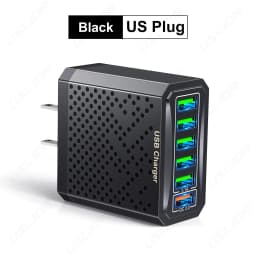 USLION 6 In 1 USB Charger QC3.0 Fast Charging Quick Charger For Samsung S23 Xiaomi Mobile Phone Charge Adapter EU/KR/US/UK Plug