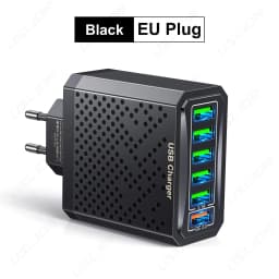 USLION 6 In 1 USB Charger QC3.0 Fast Charging Quick Charger For Samsung S23 Xiaomi Mobile Phone Charge Adapter EU/KR/US/UK Plug