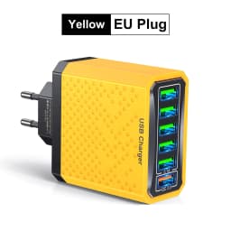 USLION 6 In 1 USB Charger QC3.0 Fast Charging Quick Charger For Samsung S23 Xiaomi Mobile Phone Charge Adapter EU/KR/US/UK Plug