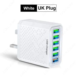 USLION 6 In 1 USB Charger QC3.0 Fast Charging Quick Charger For Samsung S23 Xiaomi Mobile Phone Charge Adapter EU/KR/US/UK Plug