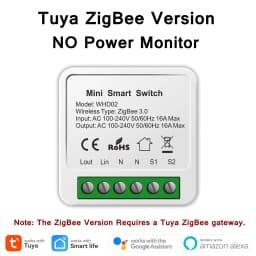 Tuya 16A ZigBee WiFi Smart Switch Module with Power Monitor 2 Way Control Breaker Works with Alexa Google Home Smart Life APP