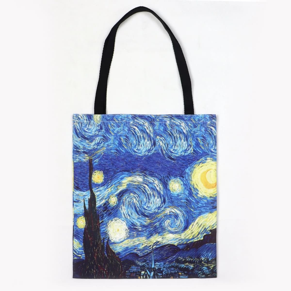 Van Gogh Series Canvas Bag Oil Painting Starry Night Sunflower Apricot Flower Coffee Holder Handbag Lightweight Shoulder Bag