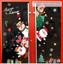 Christmas Window Sticker Merry Christmas Decorations For Home 2024 Cristmas Ornament Xmas Navidad Natal Gifts New Year 2025