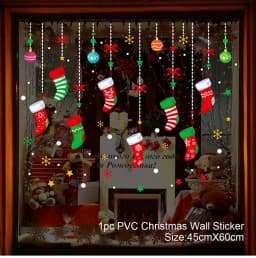 Christmas Window Sticker Merry Christmas Decorations For Home 2024 Cristmas Ornament Xmas Navidad Natal Gifts New Year 2025