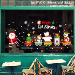 Christmas Window Sticker Merry Christmas Decorations For Home 2024 Cristmas Ornament Xmas Navidad Natal Gifts New Year 2025