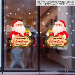Christmas Window Sticker Merry Christmas Decorations For Home 2024 Cristmas Ornament Xmas Navidad Natal Gifts New Year 2025