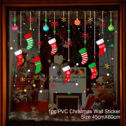 Christmas Window Sticker Merry Christmas Decorations For Home 2024 Cristmas Ornament Xmas Navidad Natal Gifts New Year 2025