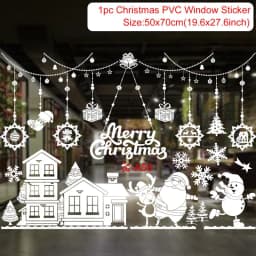 Christmas Window Sticker Merry Christmas Decorations For Home 2024 Cristmas Ornament Xmas Navidad Natal Gifts New Year 2025