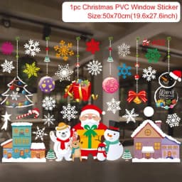 Christmas Window Sticker Merry Christmas Decorations For Home 2024 Cristmas Ornament Xmas Navidad Natal Gifts New Year 2025