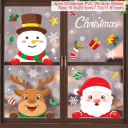 Christmas Window Sticker Merry Christmas Decorations For Home 2024 Cristmas Ornament Xmas Navidad Natal Gifts New Year 2025
