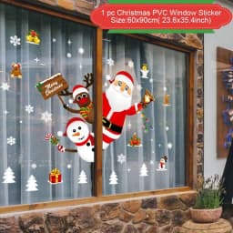 Christmas Window Sticker Merry Christmas Decorations For Home 2024 Cristmas Ornament Xmas Navidad Natal Gifts New Year 2025