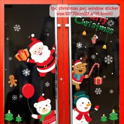 Christmas Window Sticker Merry Christmas Decorations For Home 2024 Cristmas Ornament Xmas Navidad Natal Gifts New Year 2025