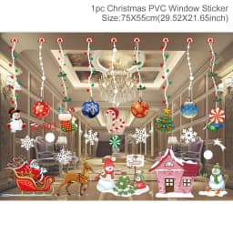 Christmas Window Sticker Merry Christmas Decorations For Home 2024 Cristmas Ornament Xmas Navidad Natal Gifts New Year 2025