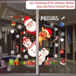 Christmas Window Sticker Merry Christmas Decorations For Home 2024 Cristmas Ornament Xmas Navidad Natal Gifts New Year 2025