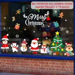 Christmas Window Sticker Merry Christmas Decorations For Home 2024 Cristmas Ornament Xmas Navidad Natal Gifts New Year 2025