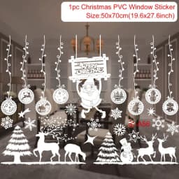 Christmas Window Sticker Merry Christmas Decorations For Home 2024 Cristmas Ornament Xmas Navidad Natal Gifts New Year 2025
