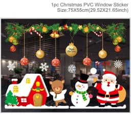 Christmas Window Sticker Merry Christmas Decorations For Home 2024 Cristmas Ornament Xmas Navidad Natal Gifts New Year 2025