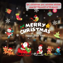 Christmas Window Sticker Merry Christmas Decorations For Home 2024 Cristmas Ornament Xmas Navidad Natal Gifts New Year 2025
