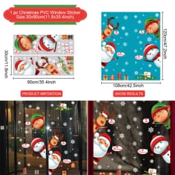 Christmas Window Sticker Merry Christmas Decorations For Home 2024 Cristmas Ornament Xmas Navidad Natal Gifts New Year 2025