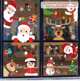 Christmas Window Sticker Merry Christmas Decorations For Home 2024 Cristmas Ornament Xmas Navidad Natal Gifts New Year 2025