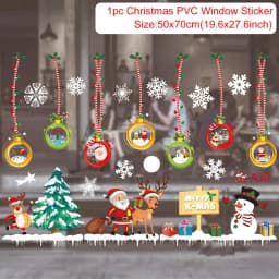 Christmas Window Sticker Merry Christmas Decorations For Home 2024 Cristmas Ornament Xmas Navidad Natal Gifts New Year 2025