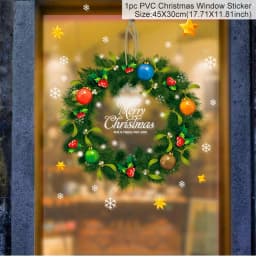 Christmas Window Sticker Merry Christmas Decorations For Home 2024 Cristmas Ornament Xmas Navidad Natal Gifts New Year 2025
