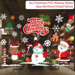 Christmas Window Sticker Merry Christmas Decorations For Home 2024 Cristmas Ornament Xmas Navidad Natal Gifts New Year 2025