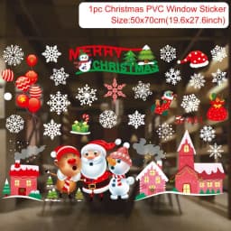 Christmas Window Sticker Merry Christmas Decorations For Home 2024 Cristmas Ornament Xmas Navidad Natal Gifts New Year 2025