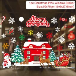 Christmas Window Sticker Merry Christmas Decorations For Home 2024 Cristmas Ornament Xmas Navidad Natal Gifts New Year 2025