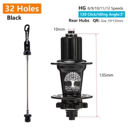TANKE 120 Click Hub 6 Bearing MTB Mountain Bike Hub Front Rear Thru HG 28 32 36 Holes Disc Brake Bicycle Hubs 8 9 10 11 12 Speed
