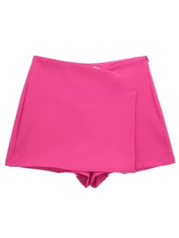 Willshela Women Fashion Solid Asymmetrical Side Zipper Skirts Shorts Vintage High Waist Female Chic Lady Shorts