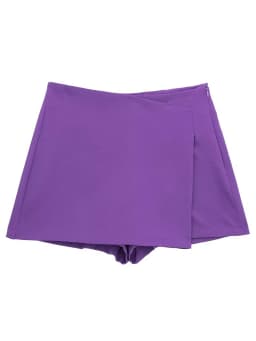 Willshela Women Fashion Solid Asymmetrical Side Zipper Skirts Shorts Vintage High Waist Female Chic Lady Shorts