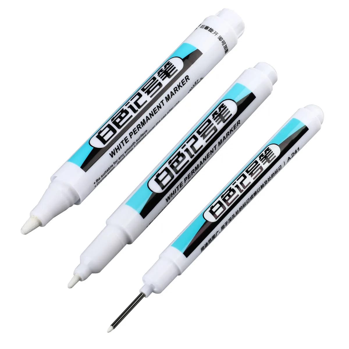 1/3Pcs 0.7/1.0/2.5MM White Permanent Marker Pens Paint Markers For Wood Rock Plastic Leather Glass Stone Metal Art Supplies