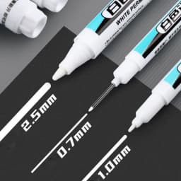 1/3Pcs 0.7/1.0/2.5MM White Permanent Marker Pens Paint Markers For Wood Rock Plastic Leather Glass Stone Metal Art Supplies
