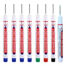 8Pcs/Set 20mm Deep Hole Long Nib Head Markers For Metal Perforating Pen Waterproof Bathroom Woodworking Decoration Multi-Purpose