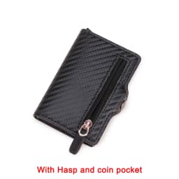 Carbon Fiber Slim Aluminum Men Wallet ID Credit Card Holder Mini RFID Wallet Automatic Pop up Bank Card Case Black Vallet 2023