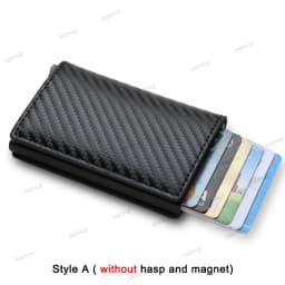 Carbon Fiber Slim Aluminum Men Wallet ID Credit Card Holder Mini RFID Wallet Automatic Pop up Bank Card Case Black Vallet 2023