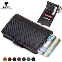 Carbon Fiber Slim Aluminum Men Wallet ID Credit Card Holder Mini RFID Wallet Automatic Pop up Bank Card Case Black Vallet 2023
