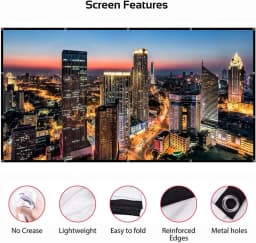 VEIDADZ 60-200 inch Portable Foldable Projector Screen High Density White No Creases Soft Projection Screen 16:9 Indoor Outdoor
