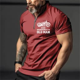 Vintage Short Sleeve Men's Polo Shirts Motocycle 3d Print Lapel Zipper Man Top High Quality Oversized Male Shirt Casual Clothing