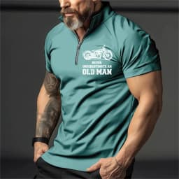 Vintage Short Sleeve Men's Polo Shirts Motocycle 3d Print Lapel Zipper Man Top High Quality Oversized Male Shirt Casual Clothing