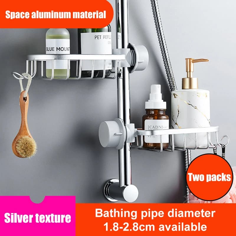 Bathroom Shelves Shower Rack Aluminum Basket For Shampoo Soap Bathroom Storage Adjustable Kitchen Faucet Sink Rag Holders