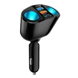 12V/24V 66W Sockets Cigarette Lighter Car Charger Splitter Adapter Multi Power Outlet LED Voltage Display Dual USB Port QC3.0