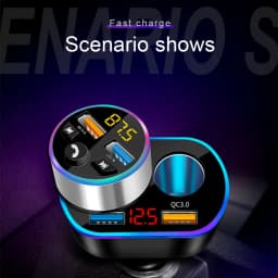 12V/24V 66W Sockets Cigarette Lighter Car Charger Splitter Adapter Multi Power Outlet LED Voltage Display Dual USB Port QC3.0