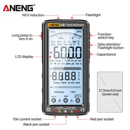 ANENG 681 Rechargable Digital Professional Multimeter Non-contact Voltage Tester AC/DC Voltage Meter LCD Screen Current Tester