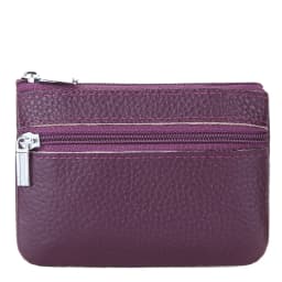 Leather 2 Zipper Coin Purse Wallet With Card Slots, Coin Organizer, Change Holder,Card Case, Leather Zipper Storage Bag for Men
