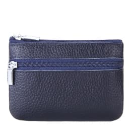 Leather 2 Zipper Coin Purse Wallet With Card Slots, Coin Organizer, Change Holder,Card Case, Leather Zipper Storage Bag for Men