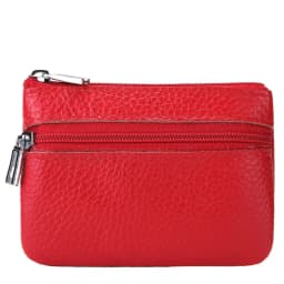 Leather 2 Zipper Coin Purse Wallet With Card Slots, Coin Organizer, Change Holder,Card Case, Leather Zipper Storage Bag for Men