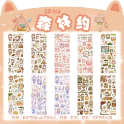 150PCS+ Card Kawaii Scrapbooking Bicycle Decals Gift Frog Students Cartoon Stationery PET Diary Stickers Notebook Cute Girls