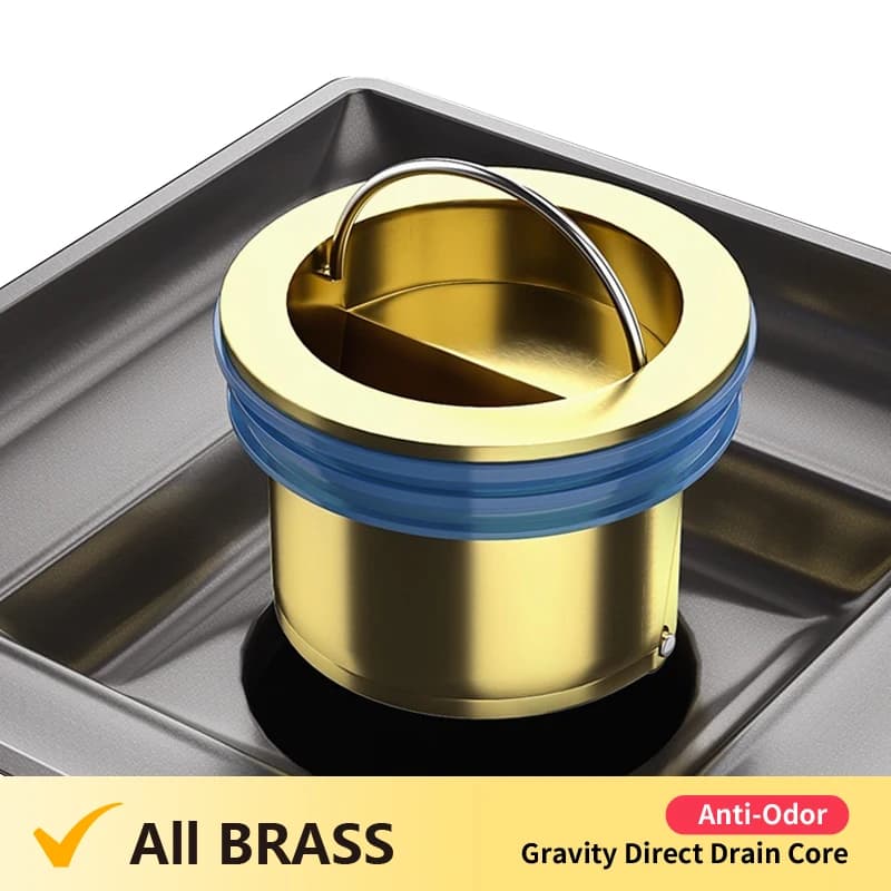 All Copper Gravity Direct Drain Core Floor Shower Drain Stopper Insectproof Anti-odor Hair Trap Kitchen Bathroom Toilet Sewer